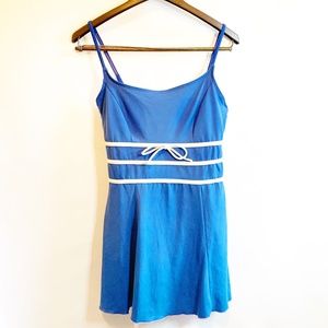 Vintage Blue and White One Piece Bathing Suit